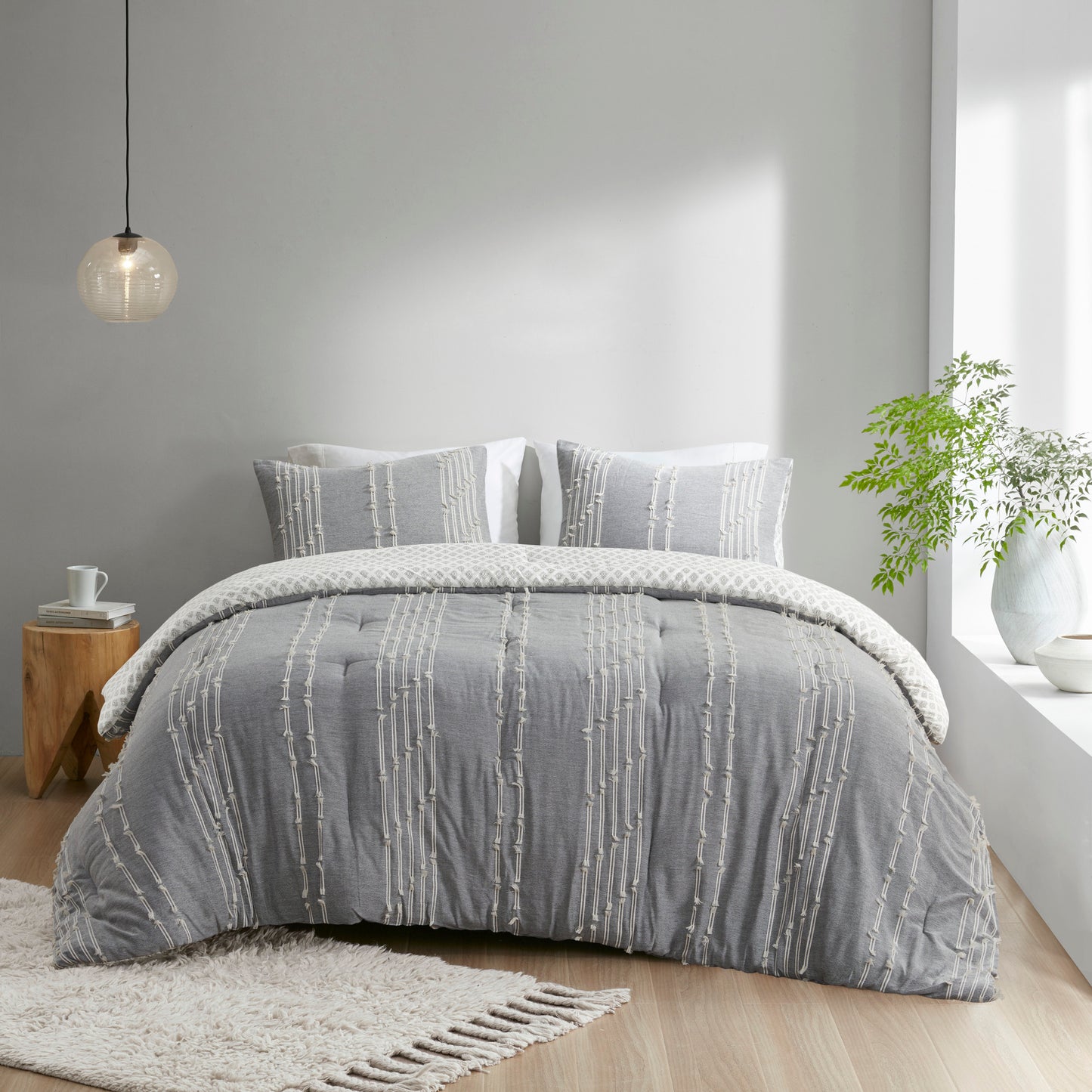 INK+IVY 3 Piece Cotton Jacquard Comforter Set