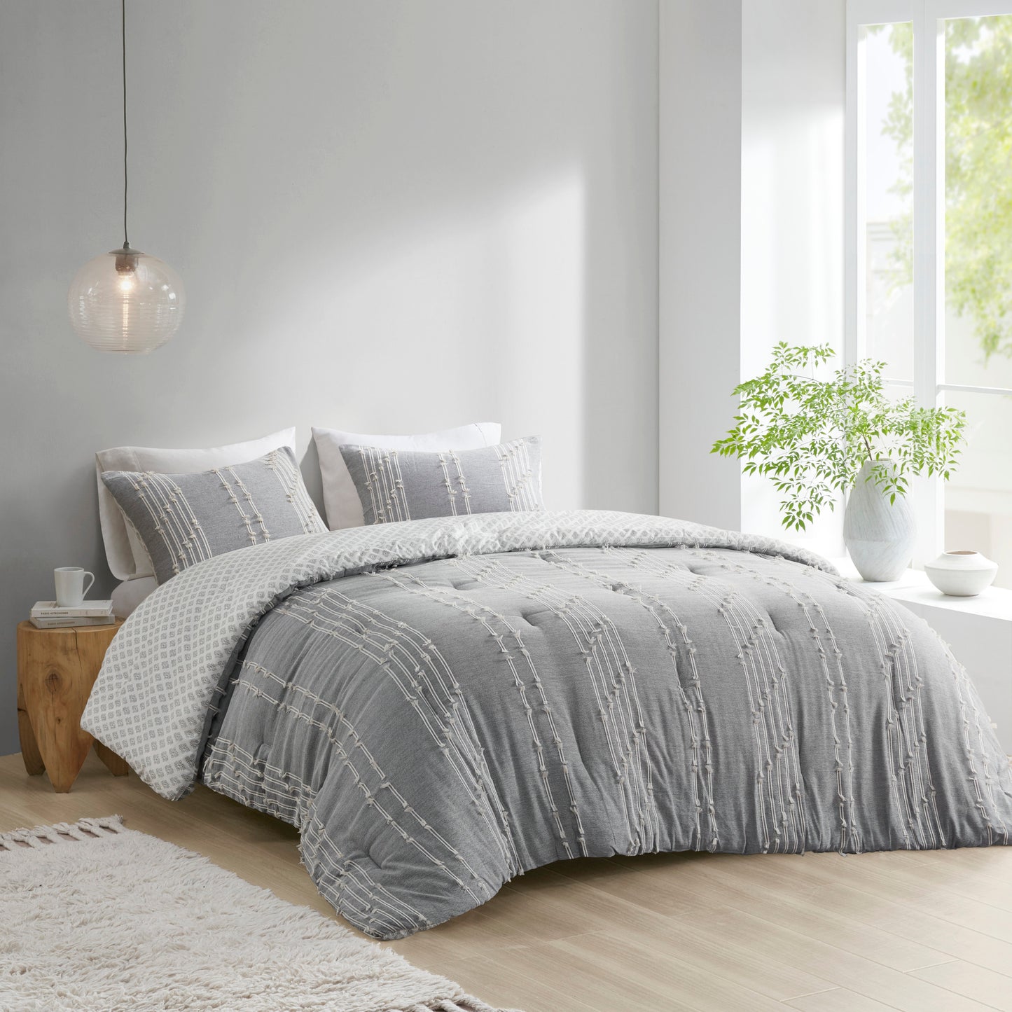 INK+IVY 3 Piece Cotton Jacquard Comforter Set