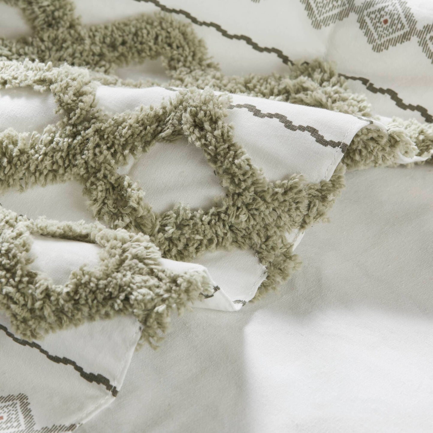 INK+IVY Cotton Printed Curtain Panel with Chenille Stripe and Lining