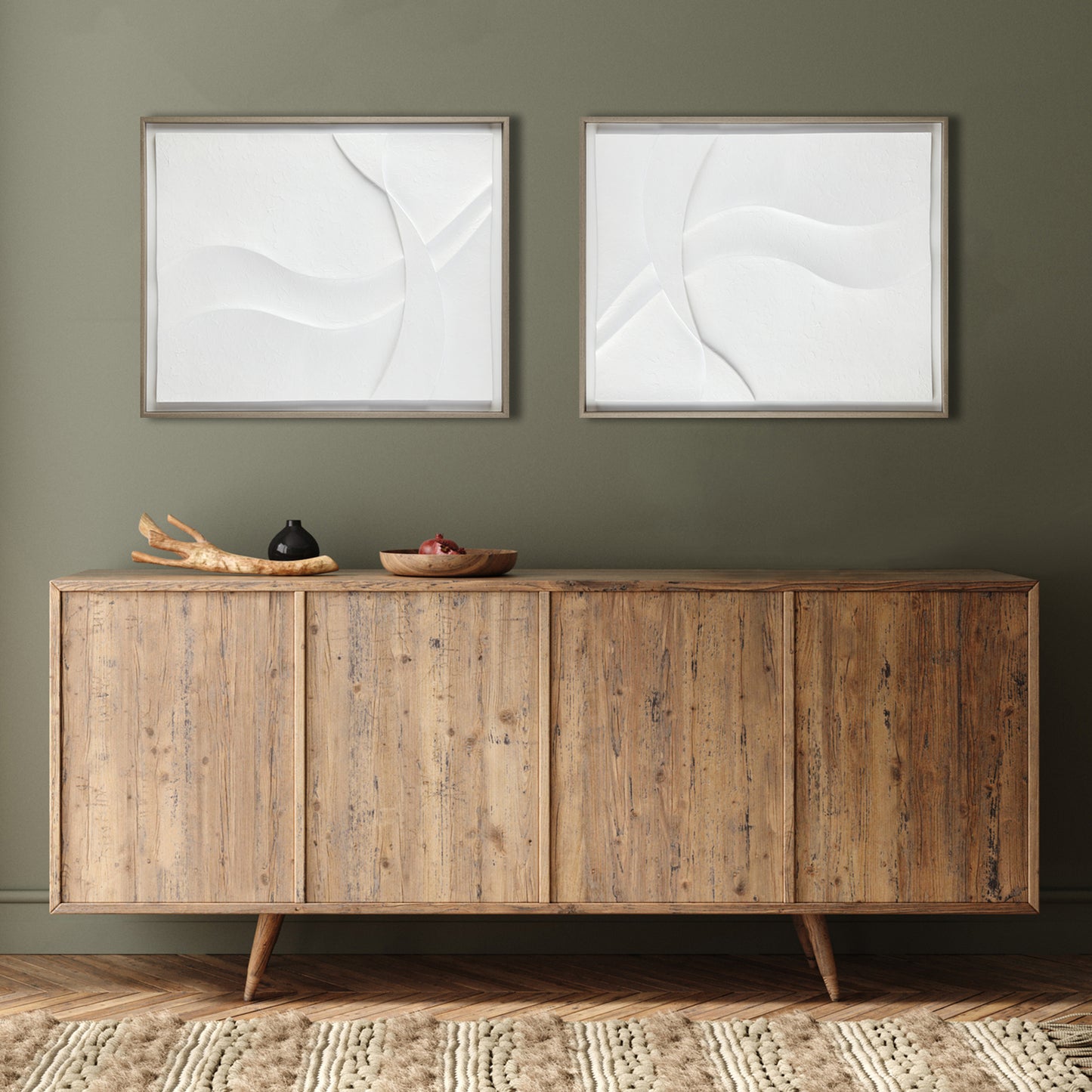 INK+IVY Textured Framed Carved Resin Dimensional Wall Décor