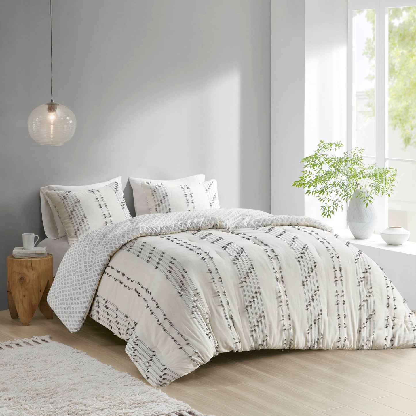 INK+IVY 3 Piece Cotton Jacquard Comforter Set