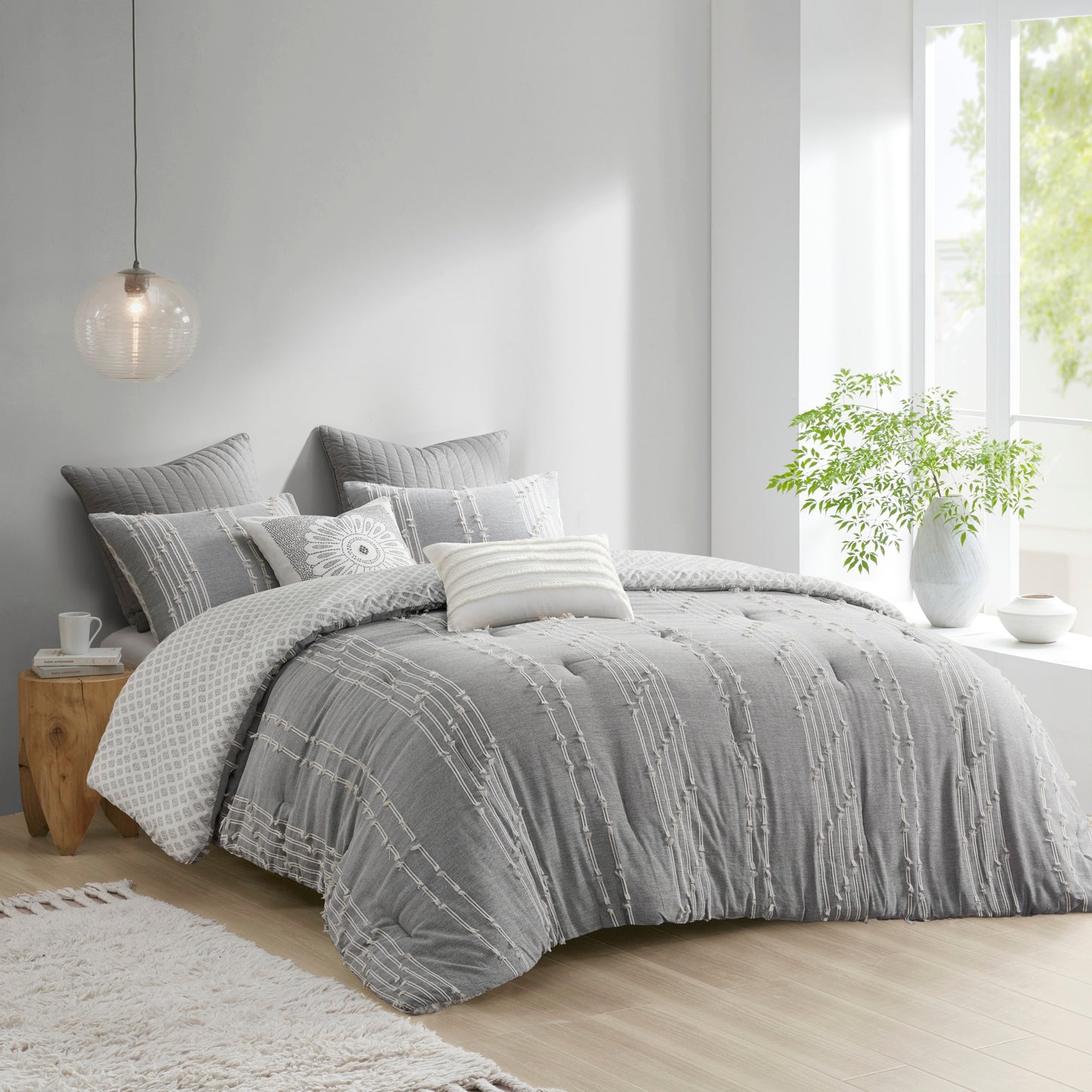 INK+IVY 3 Piece Cotton Jacquard Comforter Set