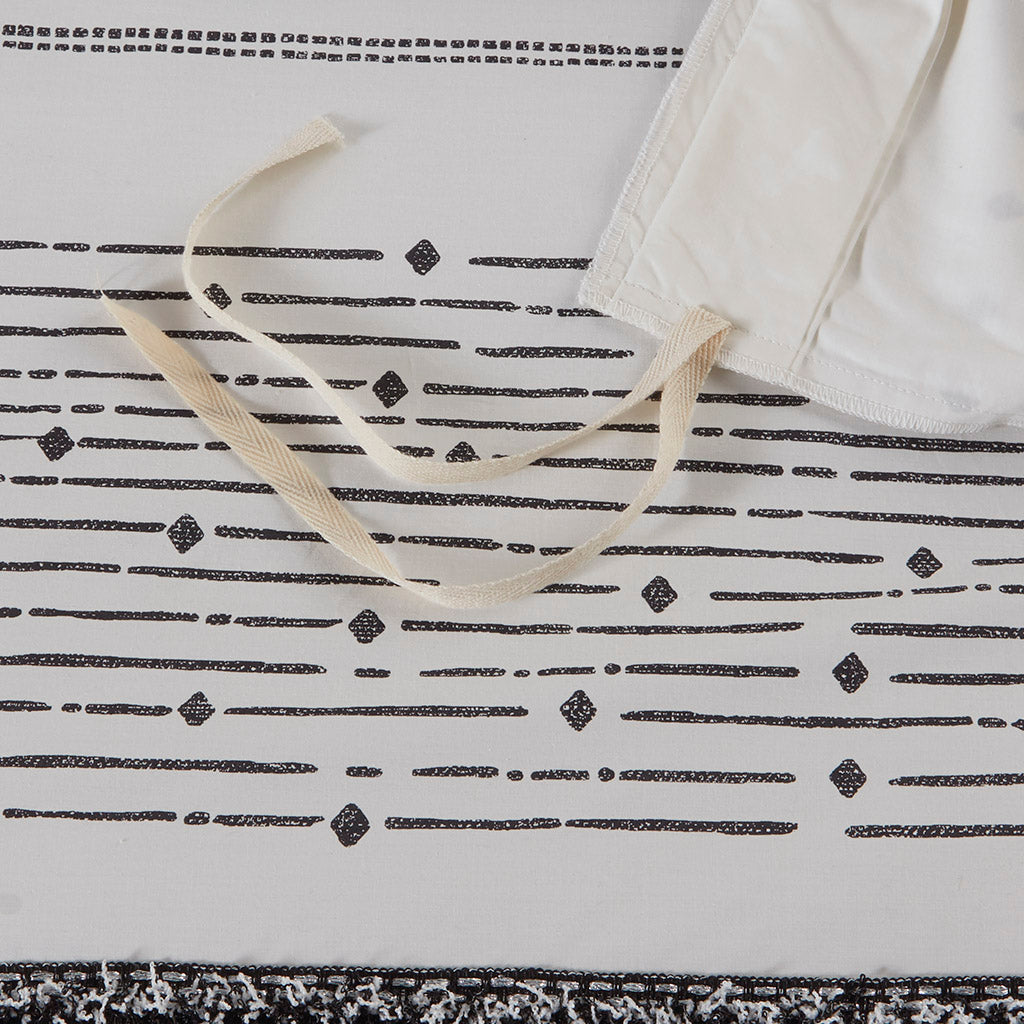 INK+IVY Cotton Printed Duvet Cover Set with Trims