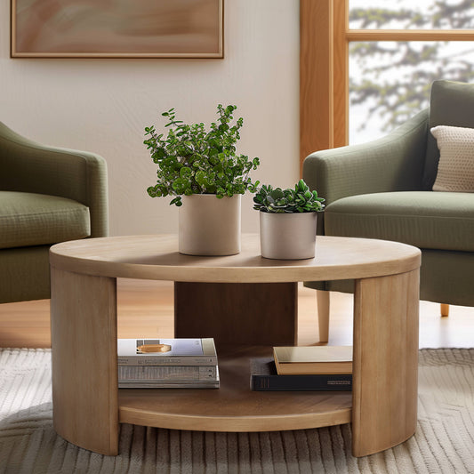 INK+IVY Round Coffee Table with Shelf