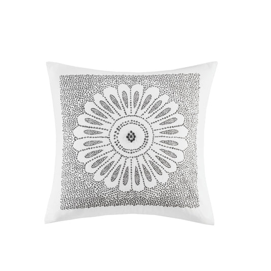 INK+IVY Cotton Embroidered Decorative Square Pillow