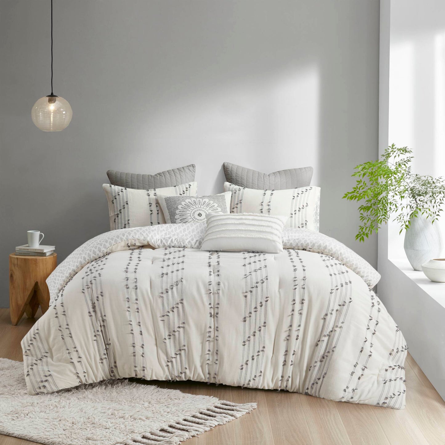 INK+IVY 3 Piece Cotton Jacquard Comforter Set
