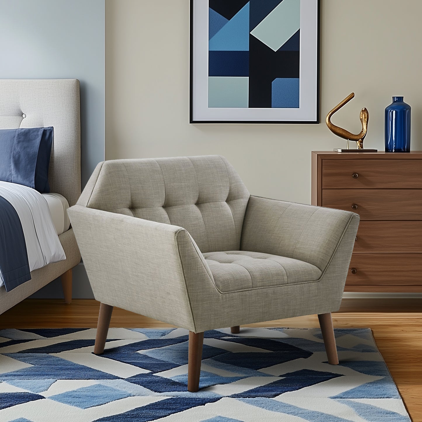 INK+IVY Newport Wide Mid-Century Modern Lounge Chair