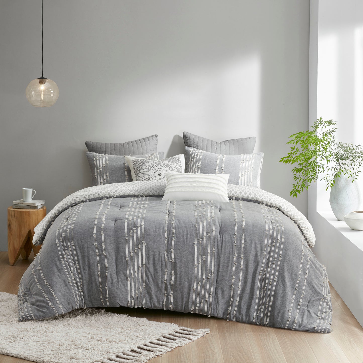 INK+IVY 3 Piece Cotton Jacquard Comforter Set