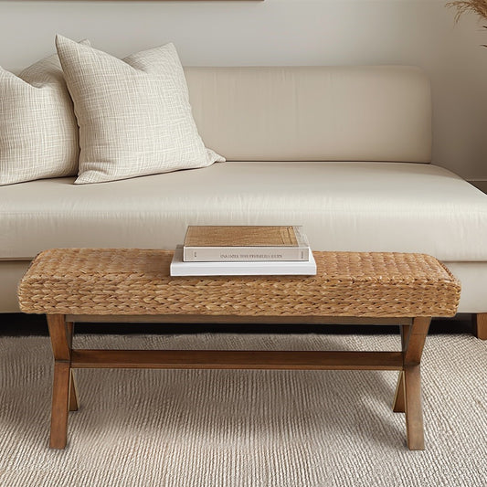 INK+IVY Seadrift Hand-woven Water Hyacinth Accent Bench