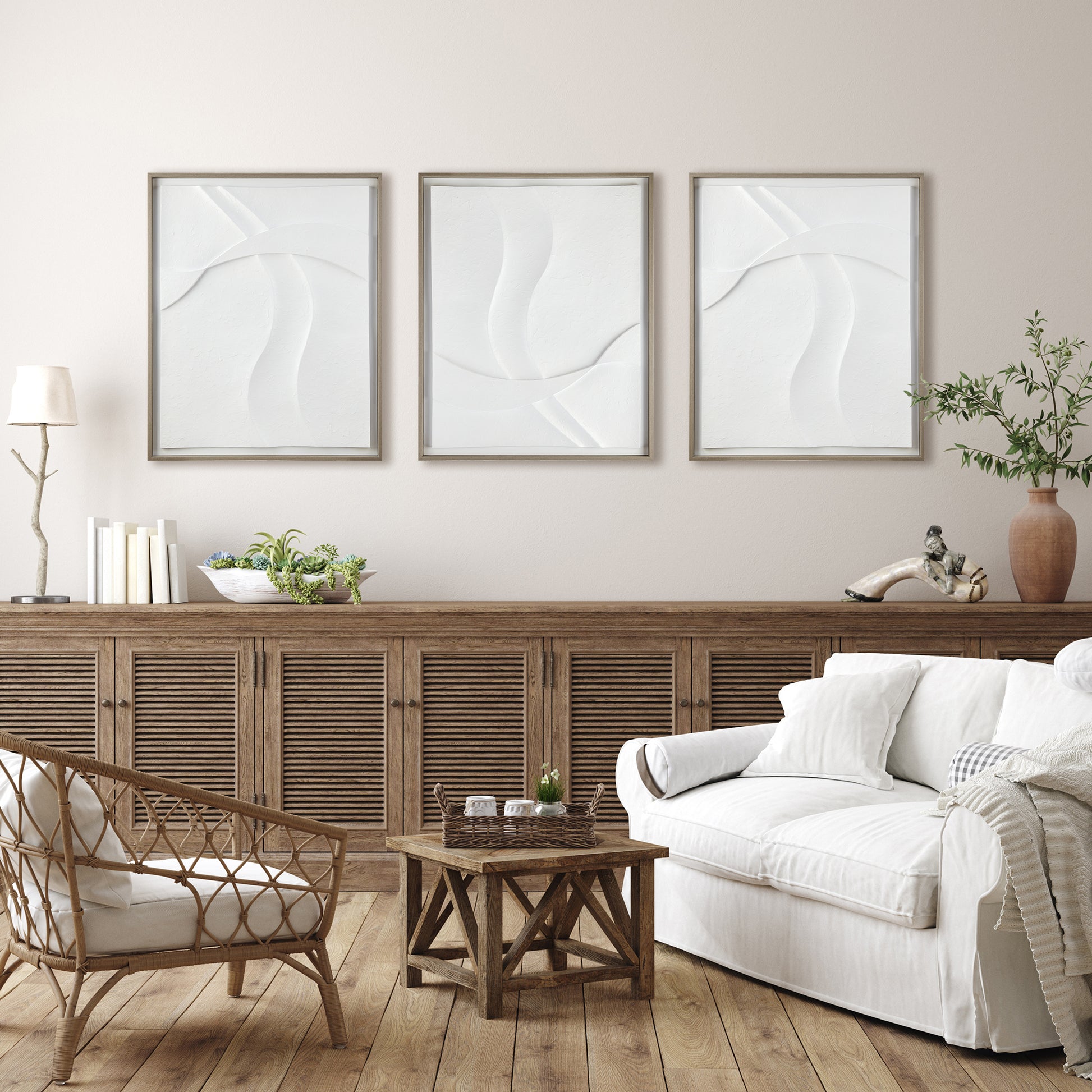 INK+IVY Textured Framed Carved Resin Dimensional Wall Décor
