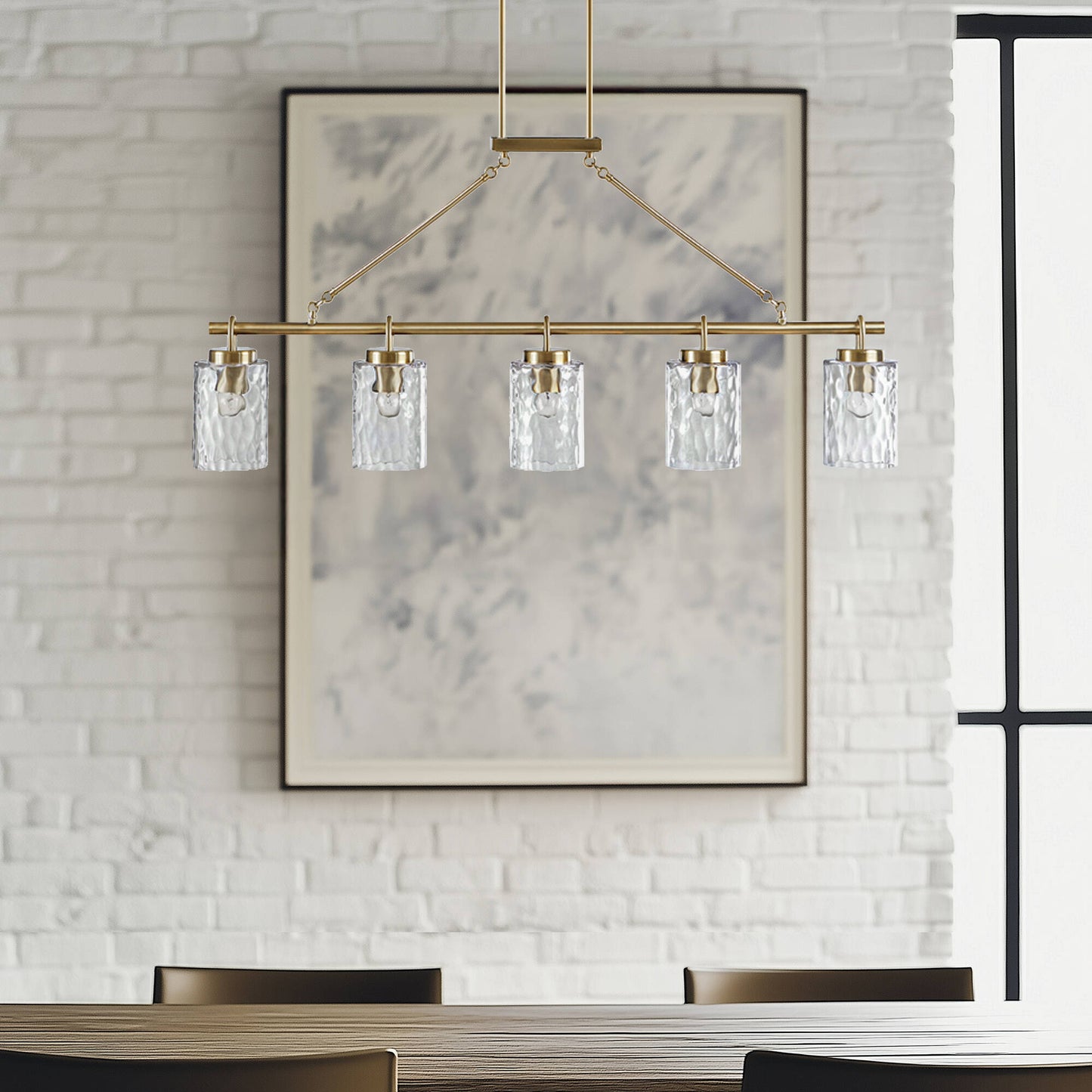 INK+IVY 5-light Linear Chandelier with Textured Glass Shades
