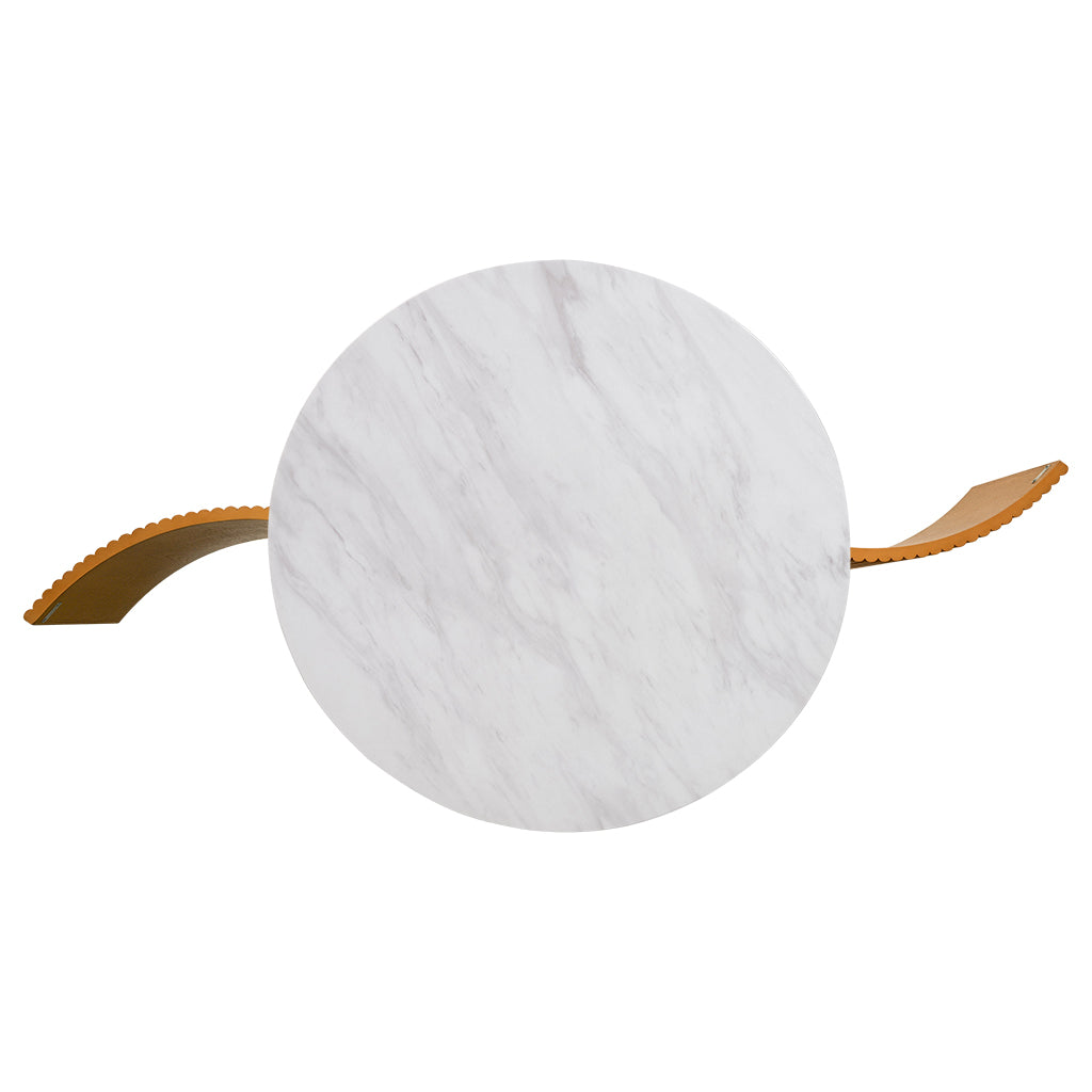 INK+IVY Faux White Marble Round Coffee Table with Storage
