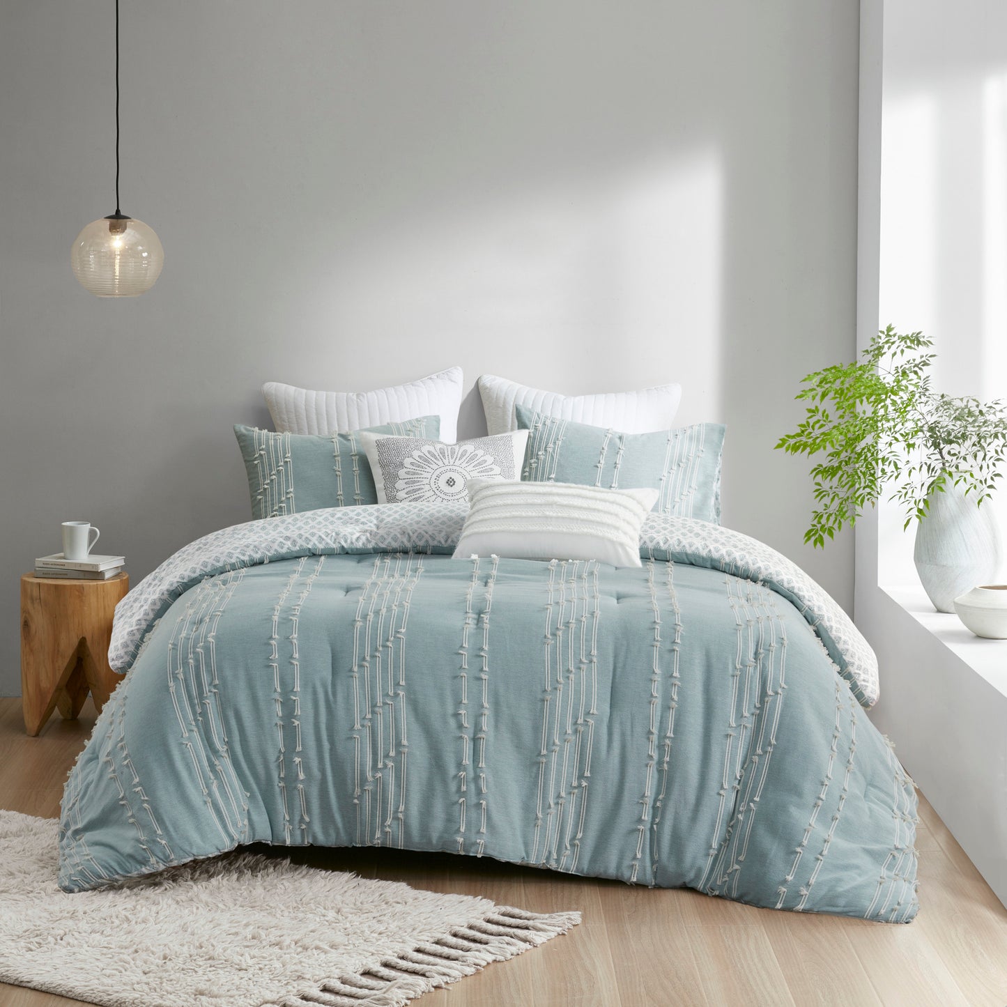 INK+IVY 3 Piece Cotton Jacquard Comforter Set