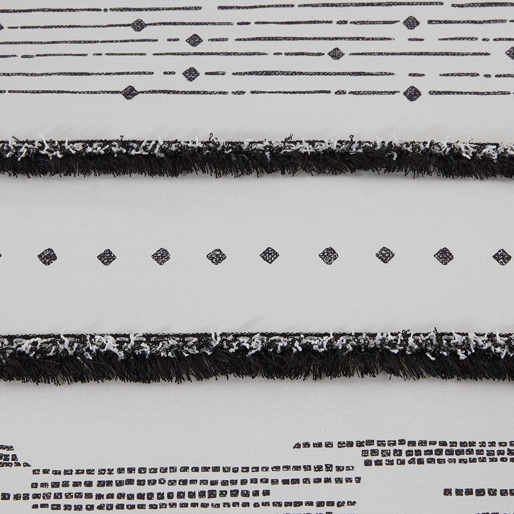 INK+IVY Cotton Printed Duvet Cover Set with Trims