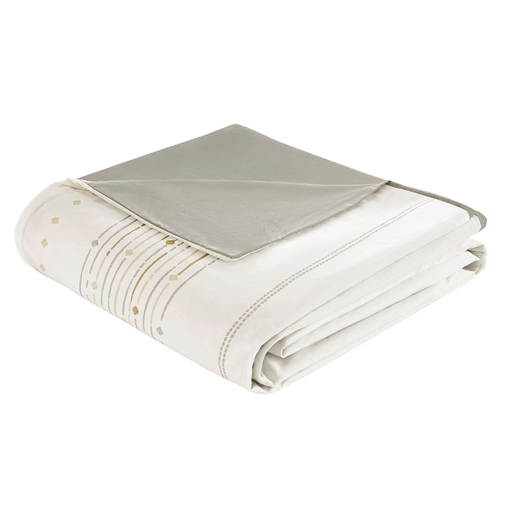 INK+IVY Cotton Printed Duvet Cover Set with Trims