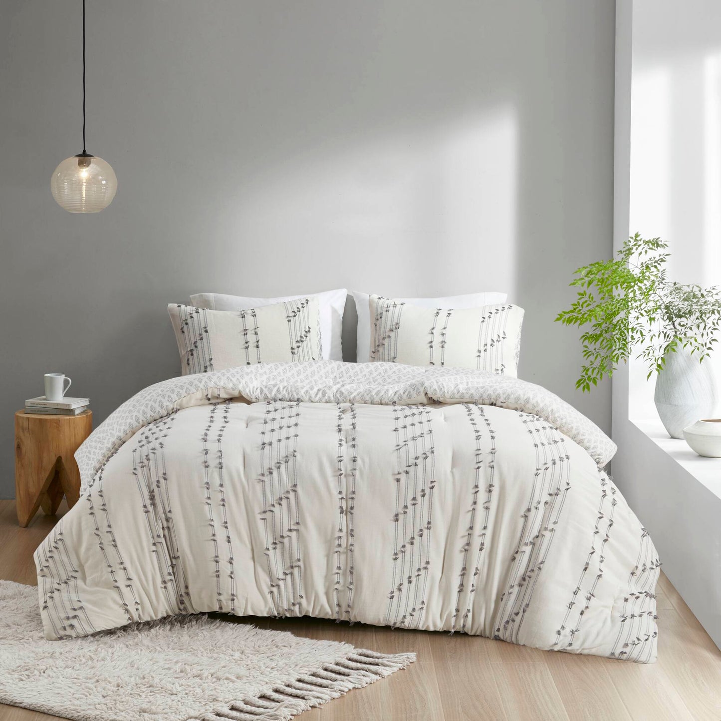INK+IVY 3 Piece Cotton Jacquard Comforter Set