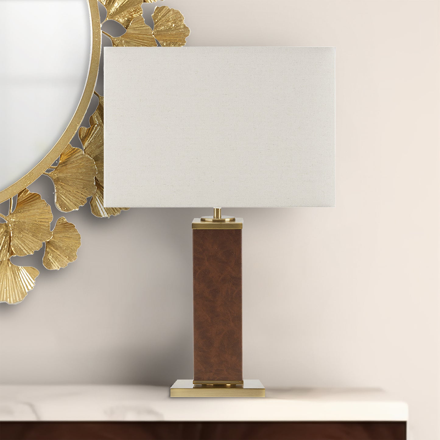 INK+IVY Faux Leather Table Lamp