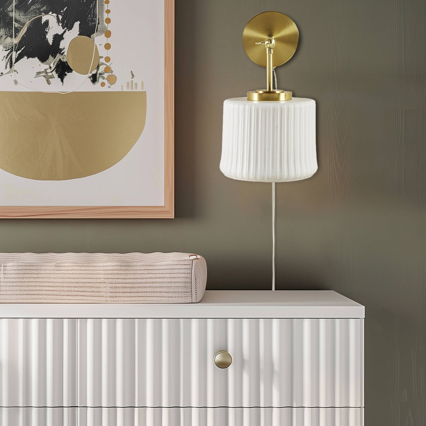 INK+IVY White Ceramic Wall Sconce with Adjustable Swing Arm