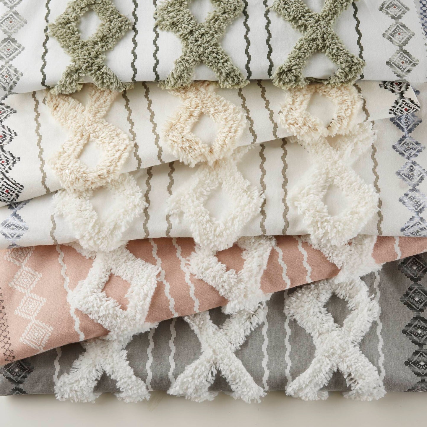 INK+IVY Cotton Printed Curtain Panel with Chenille Stripe and Lining