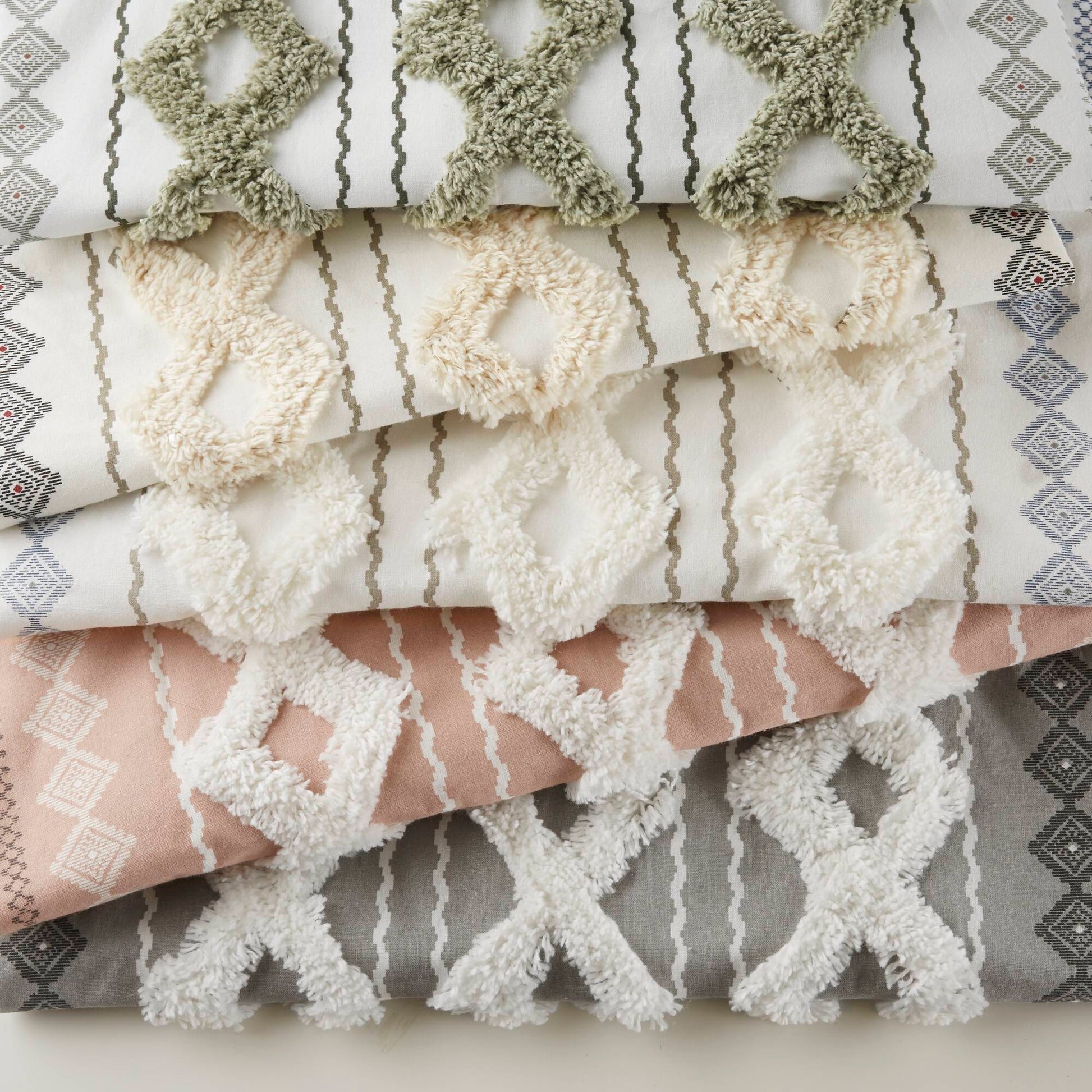 INK+IVY Cotton Printed Curtain Panel with Chenille Stripe and Lining