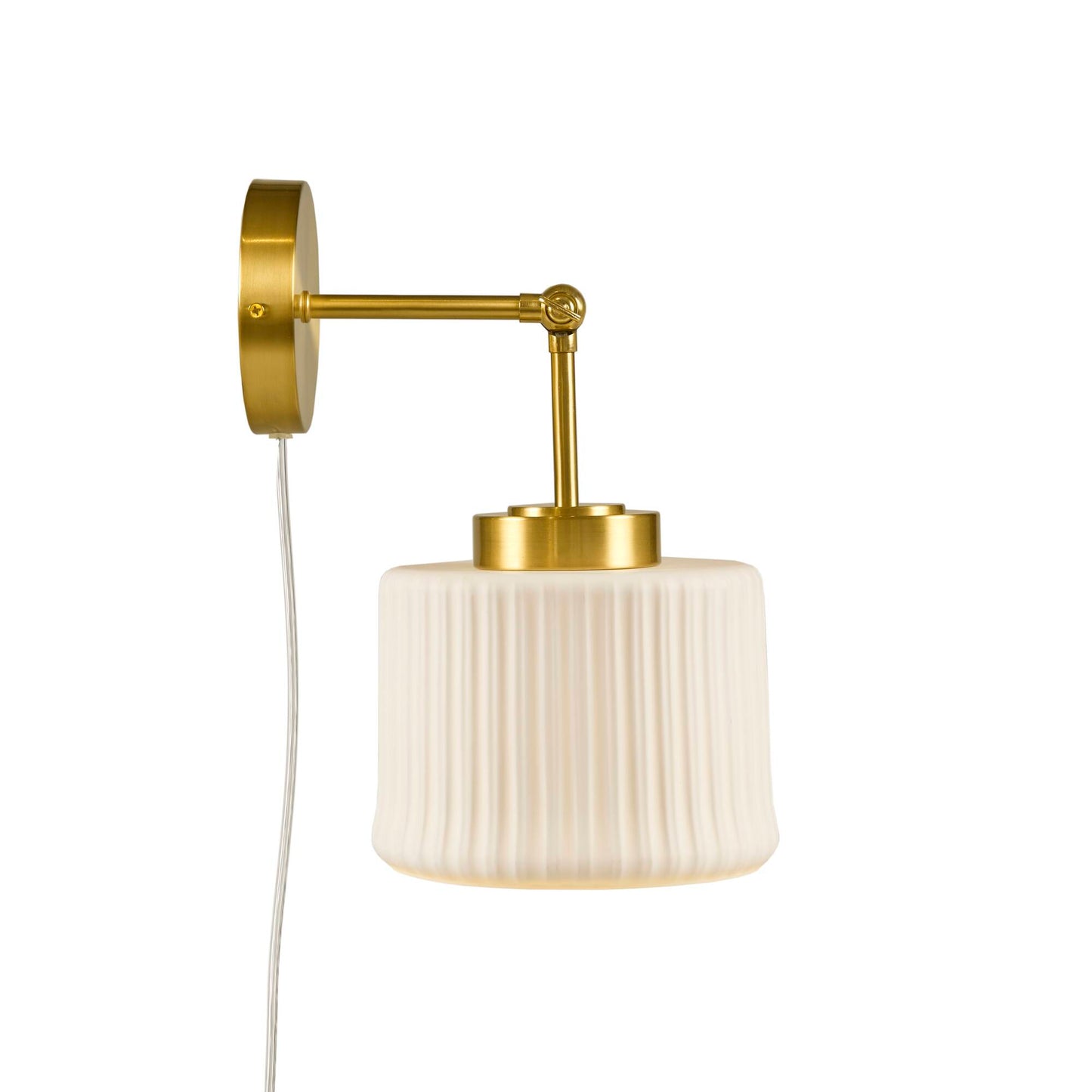 INK+IVY White Ceramic Wall Sconce with Adjustable Swing Arm