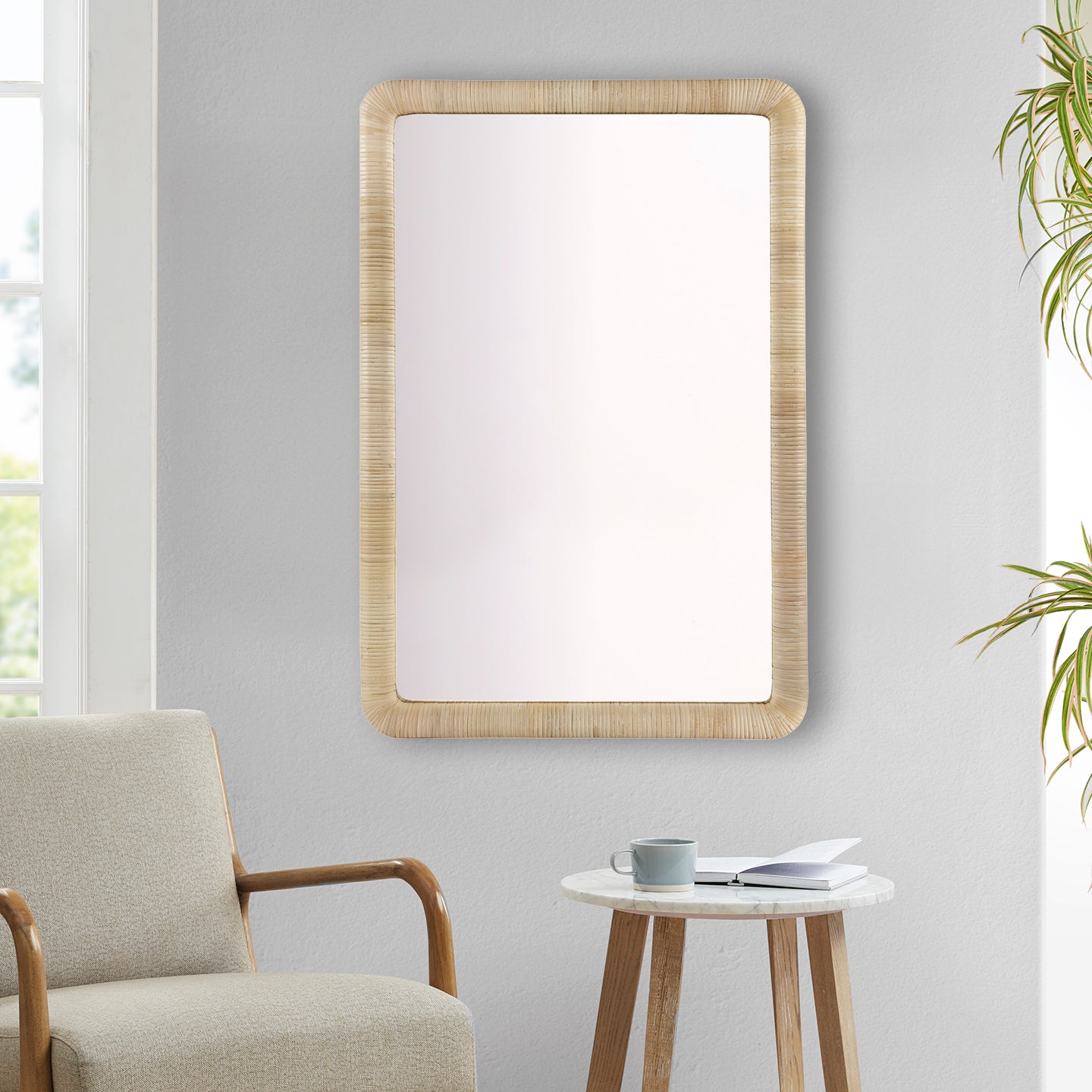 INK+IVY Natural Rattan Rectangle Wall Mirror