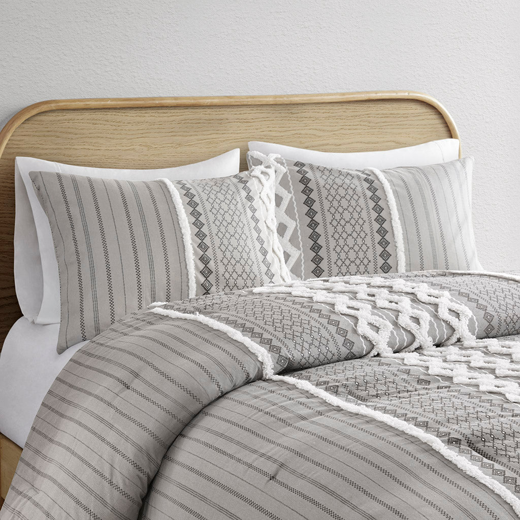 INK+IVY Cotton Printed Comforter Set with Chenille