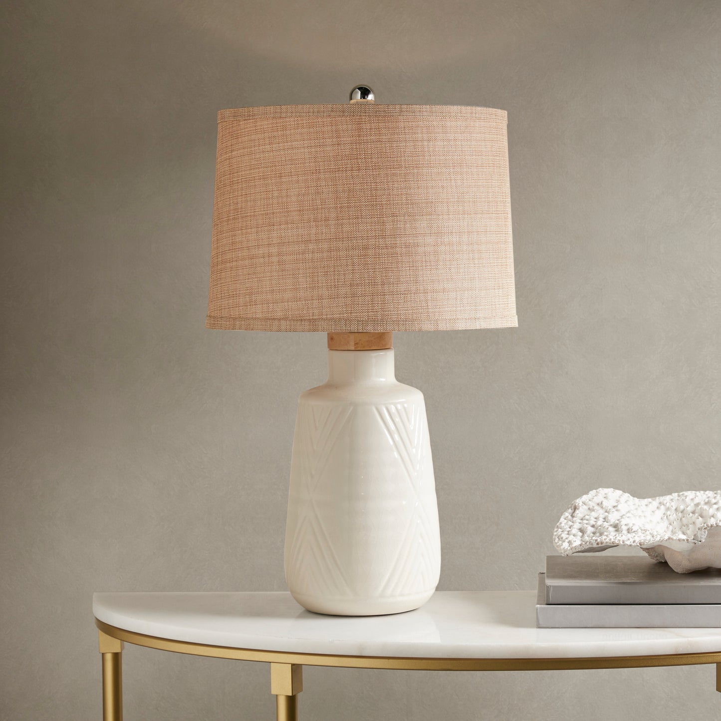 INK+IVY Boho Textured Ceramic Table Lamp