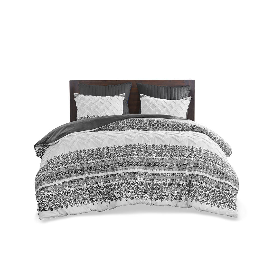 INK+IVY 3 Piece Cotton Comforter Set with Chenille Tufting