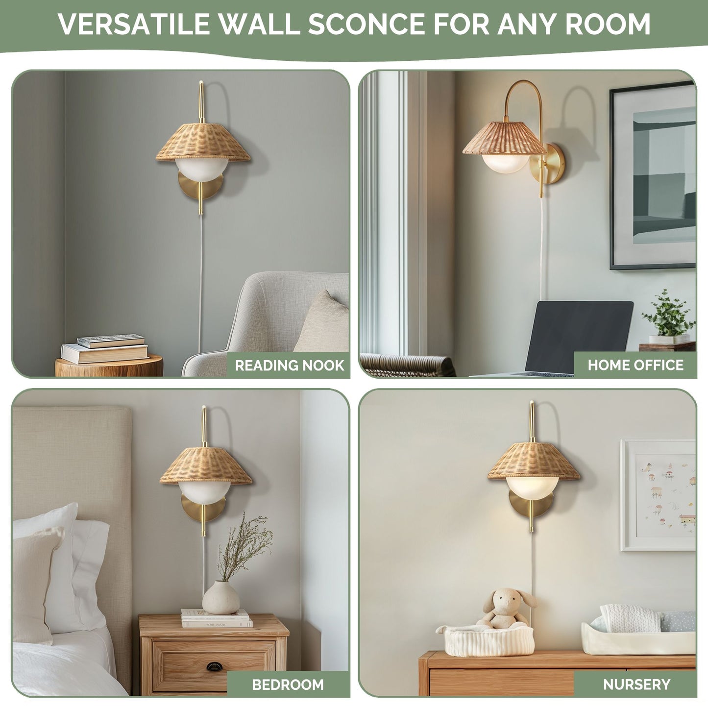 INK+IVY Rattan Weave Shade Wall Sconce