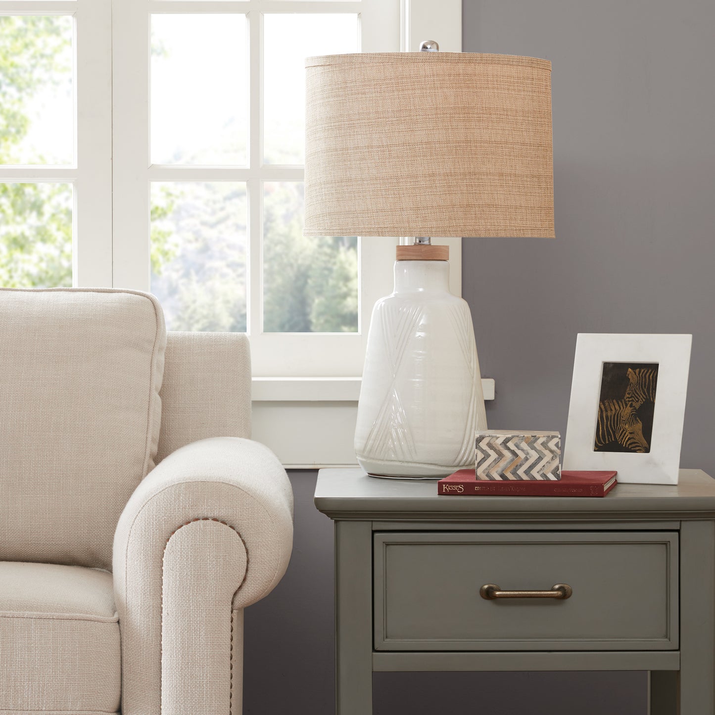 INK+IVY Boho Textured Ceramic Table Lamp