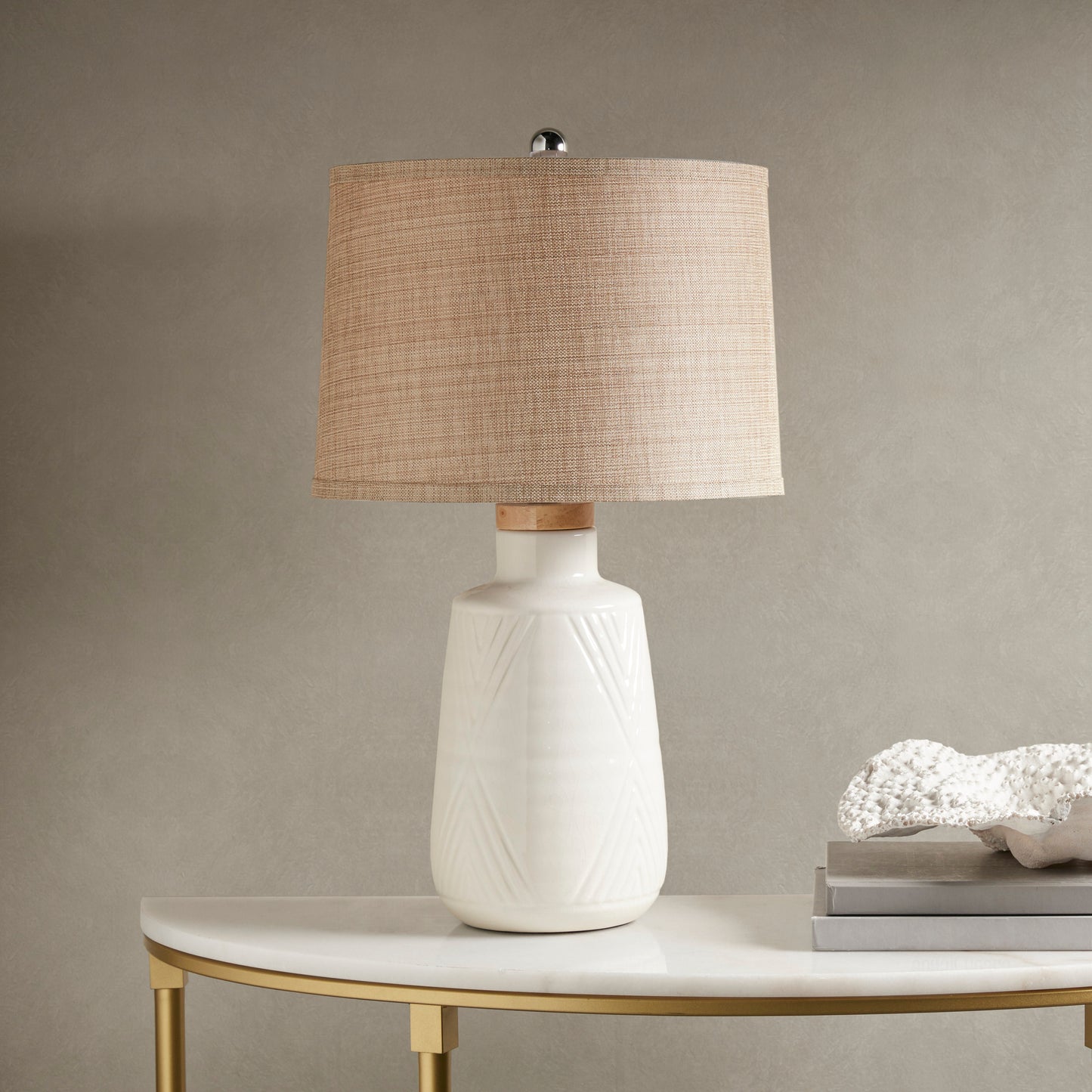 INK+IVY Boho Textured Ceramic Table Lamp