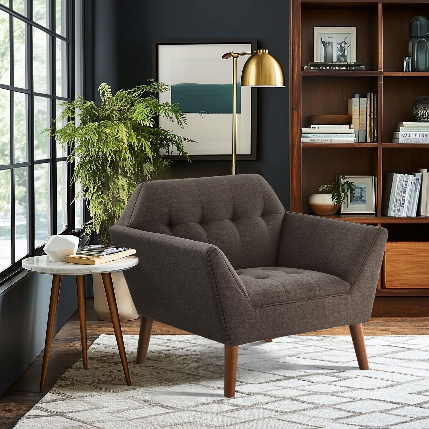 INK+IVY Newport Wide Mid-Century Modern Lounge Chair