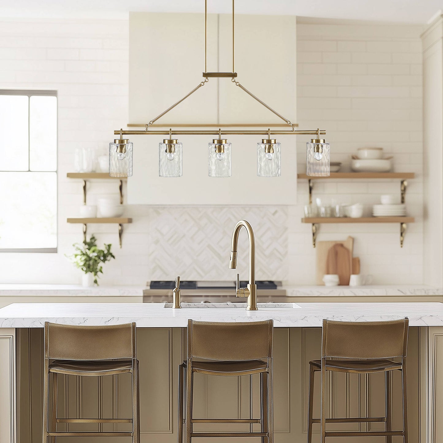 INK+IVY 5-light Linear Chandelier with Textured Glass Shades