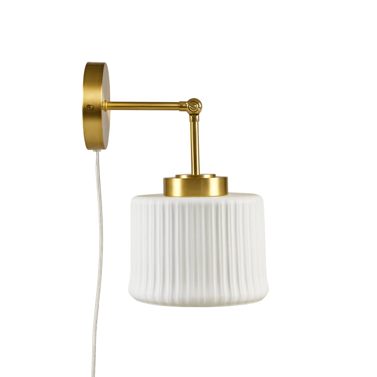 INK+IVY White Ceramic Wall Sconce with Adjustable Swing Arm