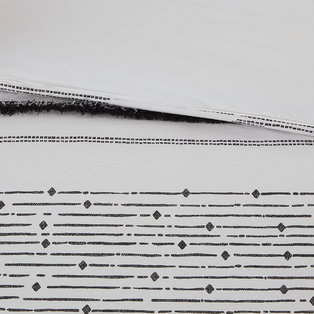 INK+IVY Cotton Printed Duvet Cover Set with Trims