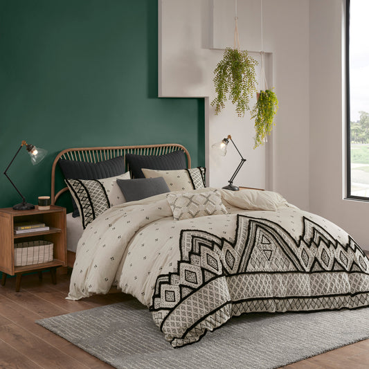 INK+IVY 3 Piece Flax and Cotton Blended Duvet Cover Set