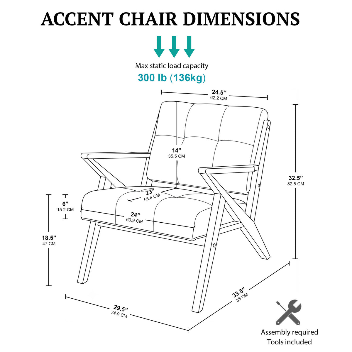 Rocket Upholstered Arm Chair with Angled Wood Frame