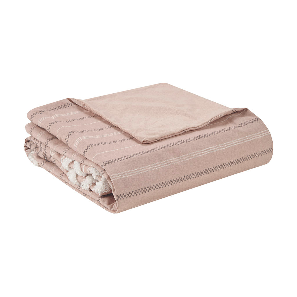 Imani Cotton Printed Duvet Cover Set with Chenille