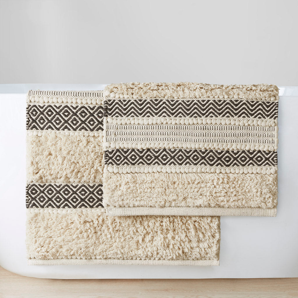 Asher Woven Texture Stripe Bath Rug
