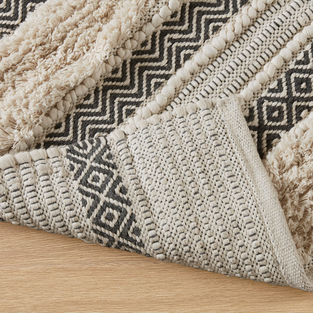 Asher Woven Texture Stripe Bath Rug