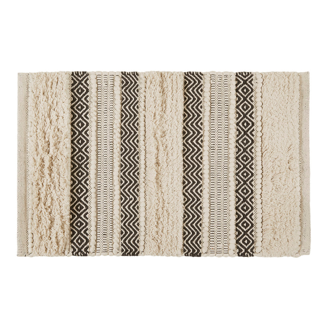 Asher Woven Texture Stripe Bath Rug