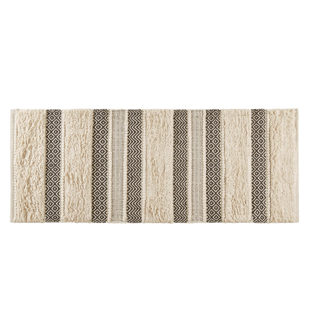 Asher Woven Texture Stripe Bath Rug