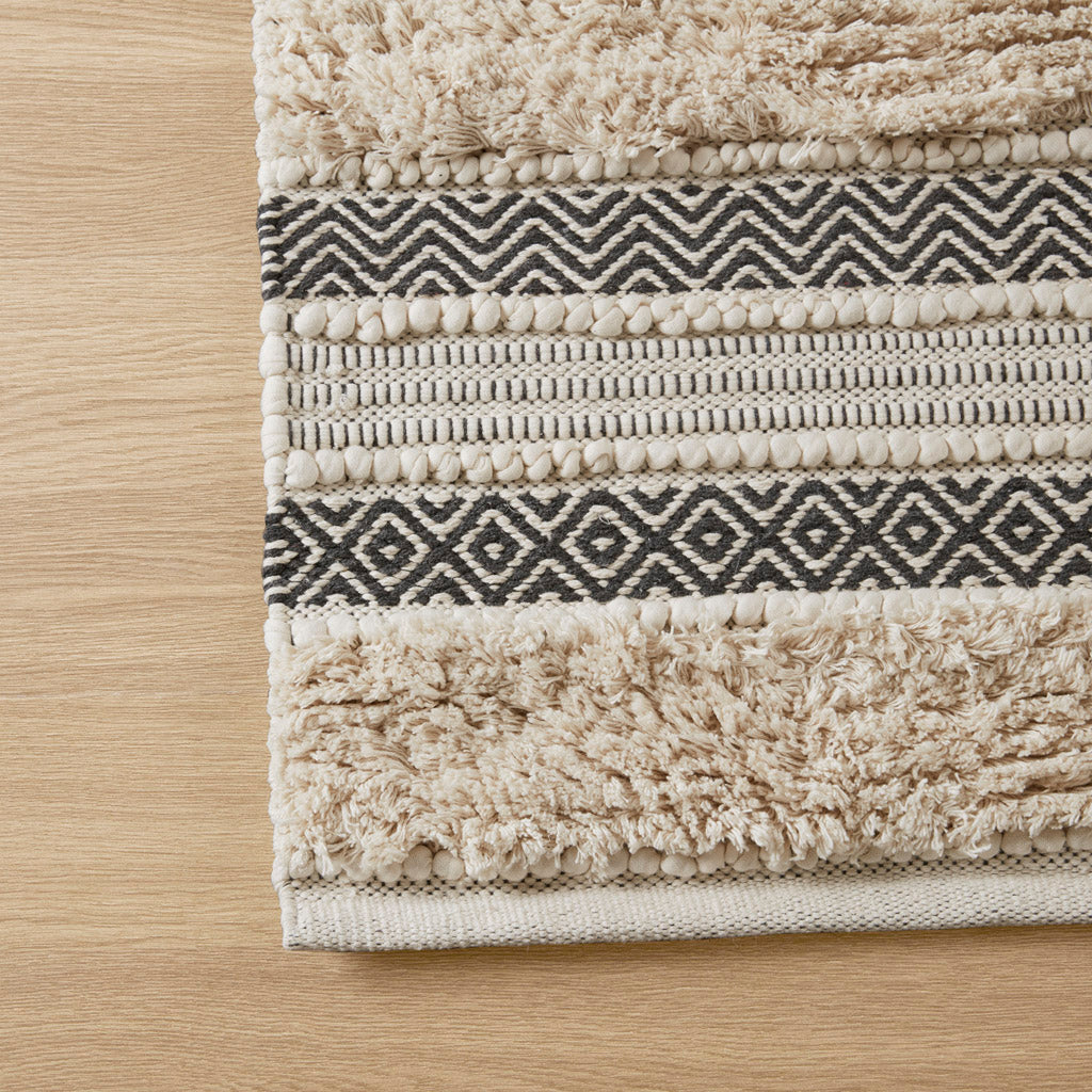 Asher Woven Texture Stripe Bath Rug