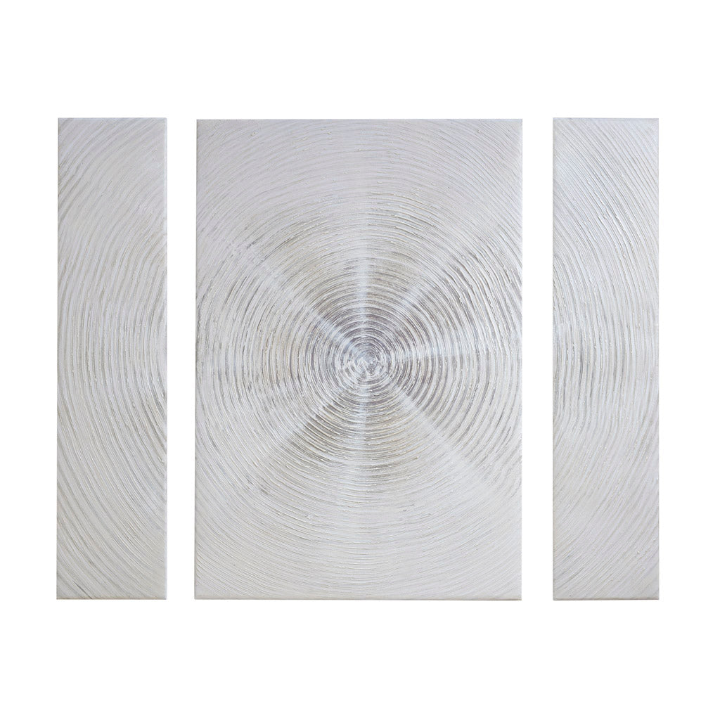 Silver Sand Hand Embellished Abstract 3-piece Canvas Wall Art Set