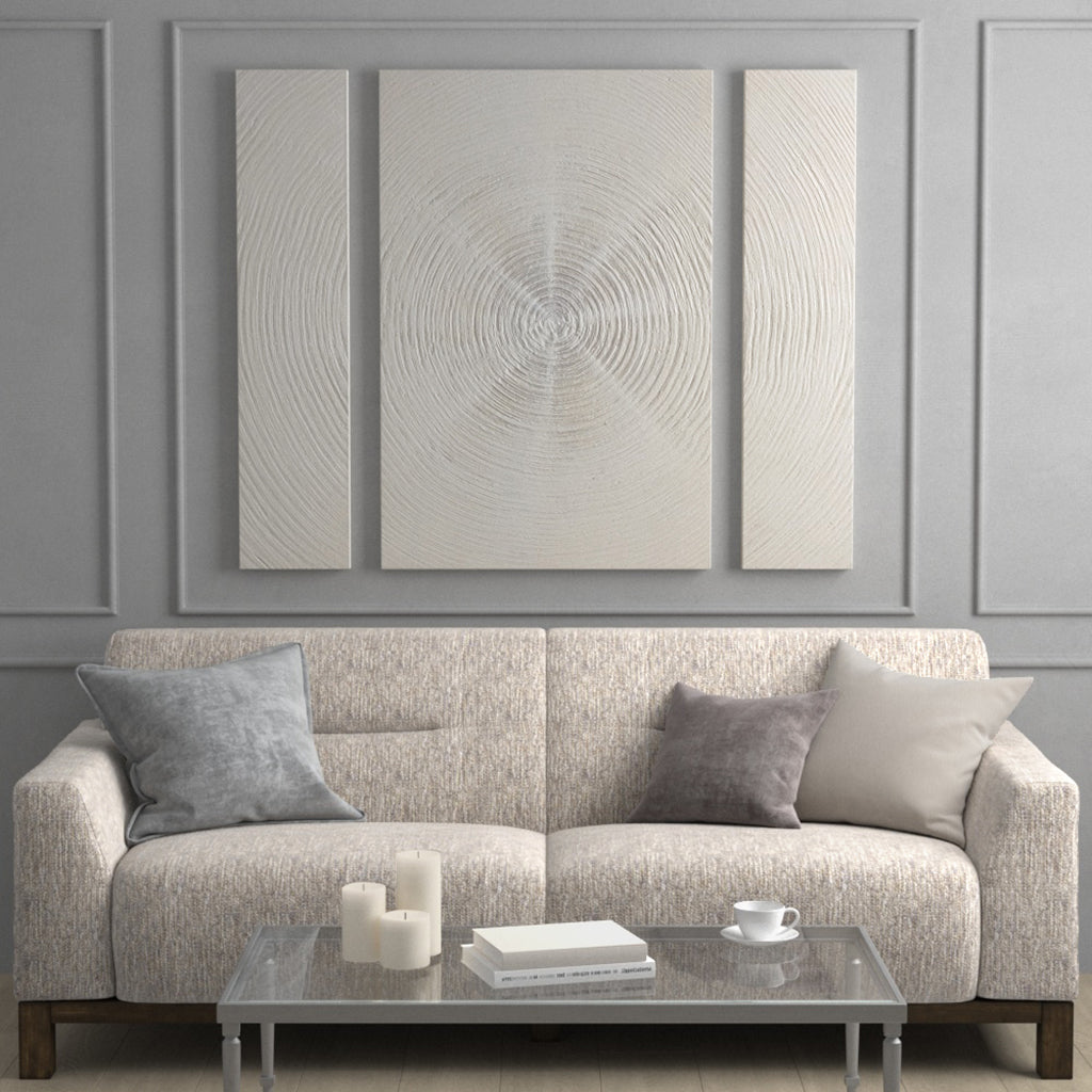 Silver Sand Hand Embellished Abstract 3-piece Canvas Wall Art Set