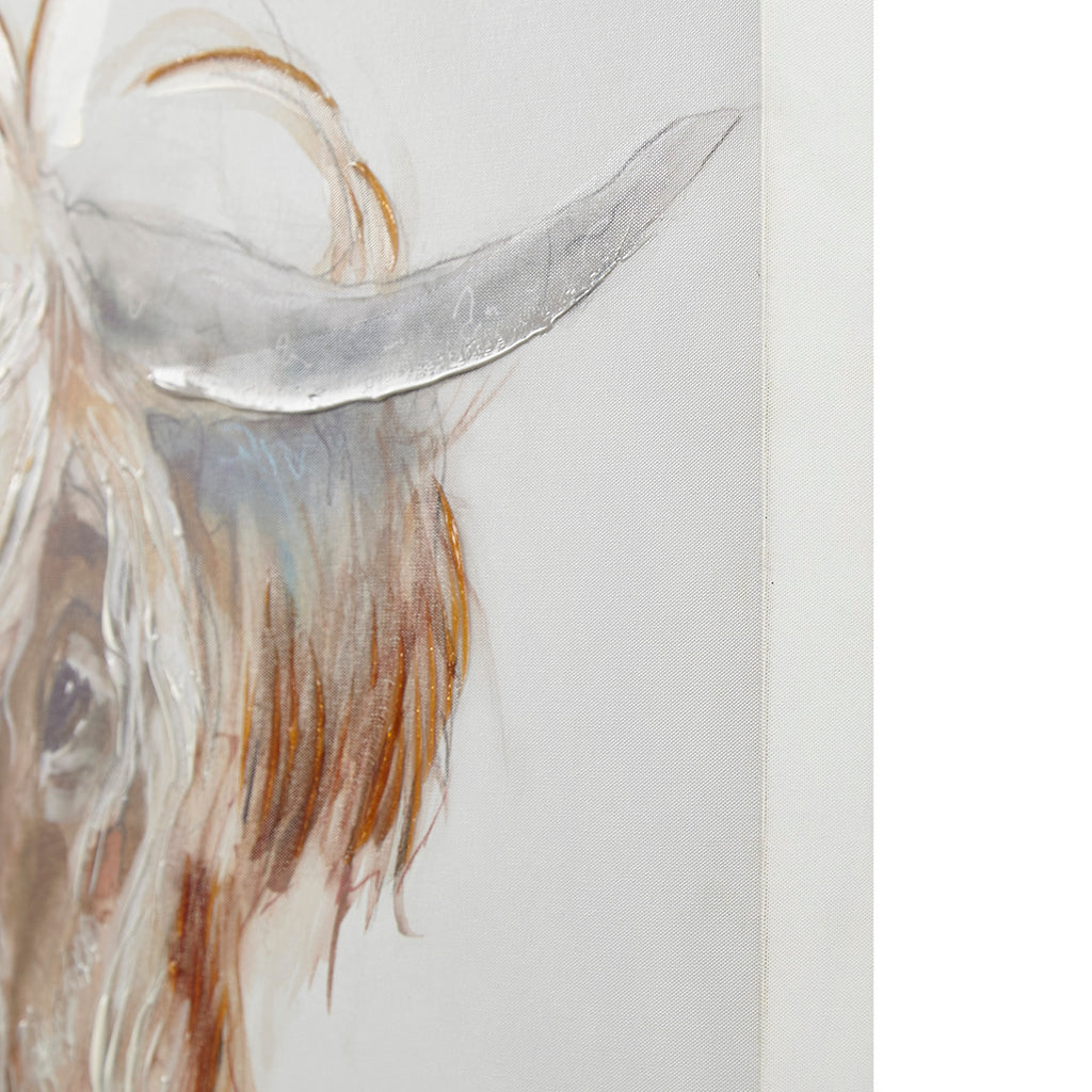 Windswept Hand Embellished Highland Bull Canvas Wall Art