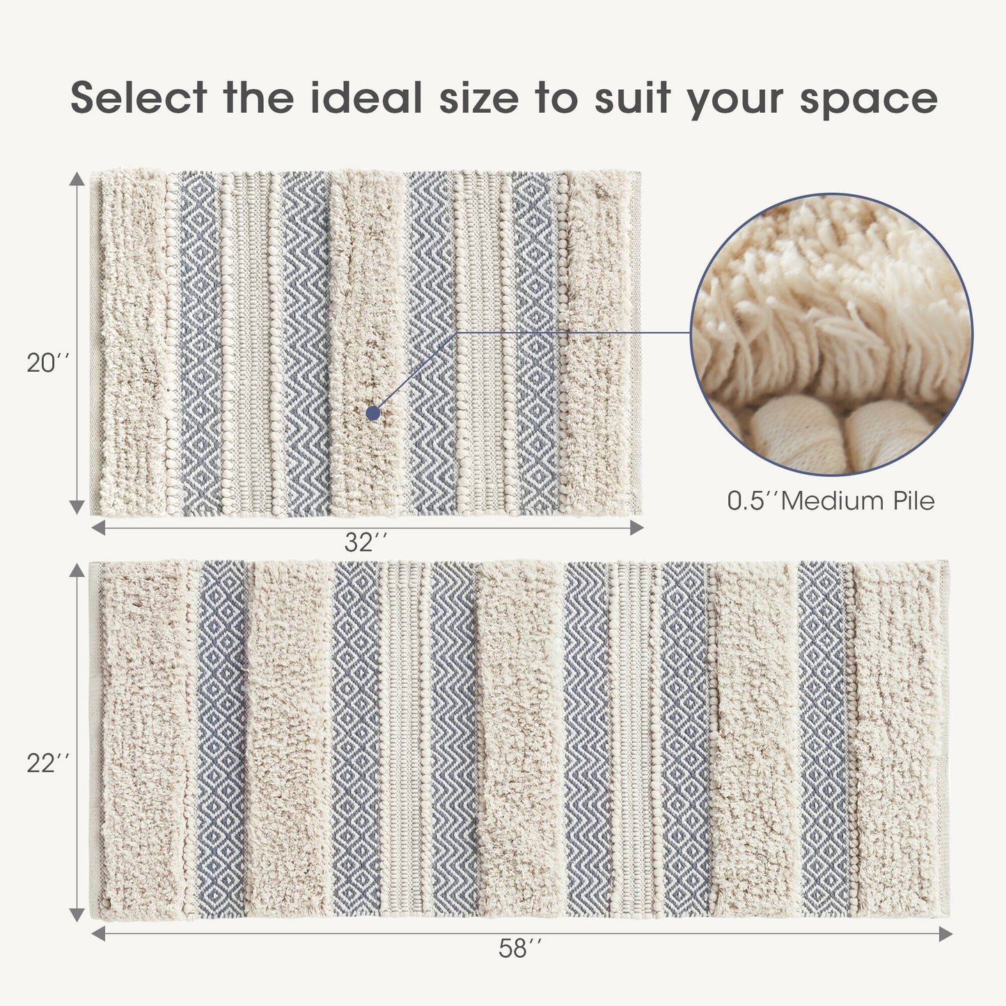 Asher Woven Texture Stripe Bath Rug