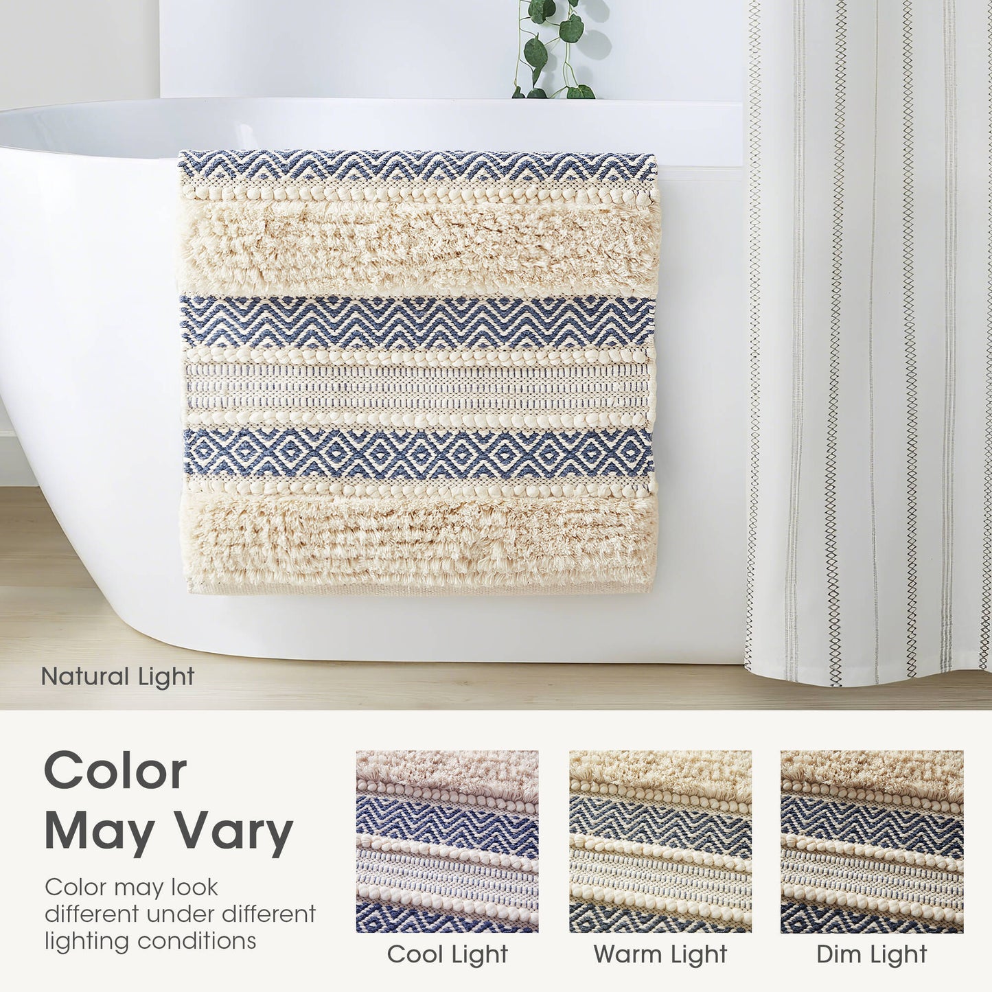 Asher Woven Texture Stripe Bath Rug