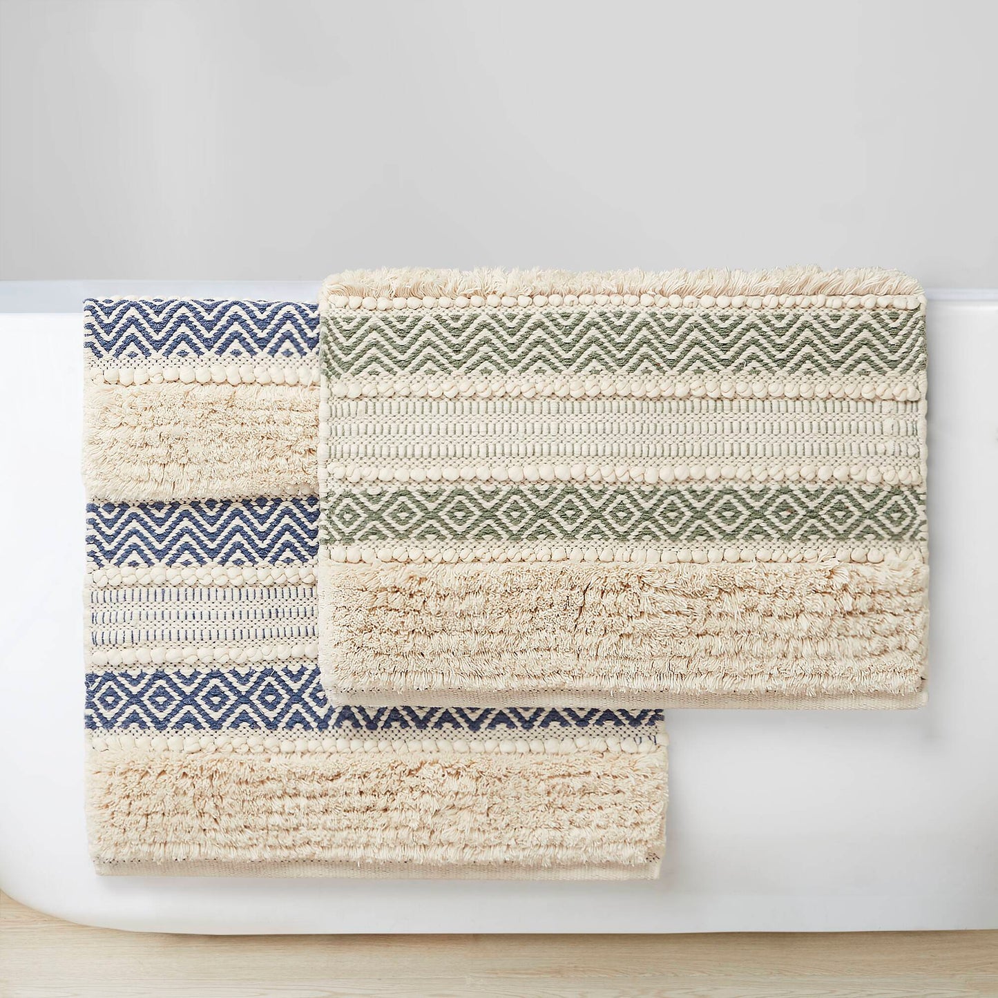 Asher Woven Texture Stripe Bath Rug